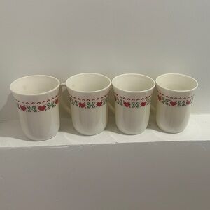 Floral Patterned Ceramic Mugs - Set of 4